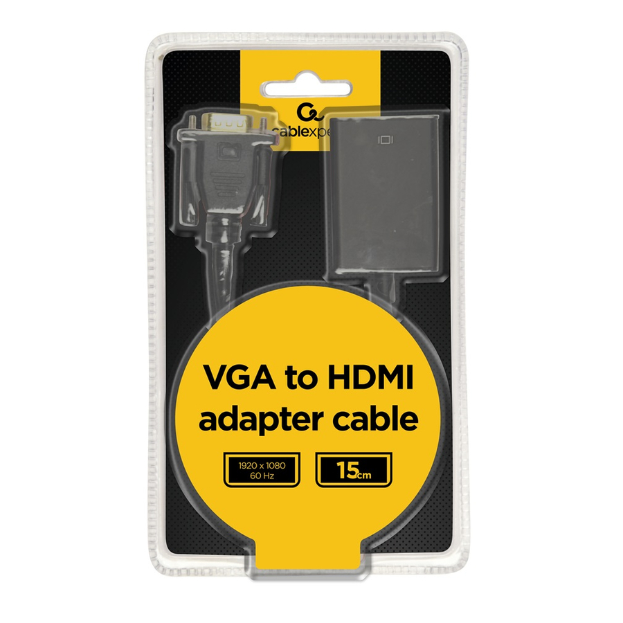 Gembird kábel átalakító VGA (apa) - HDMI (anya) audio támogatással (A-VGA-HDMI-01)